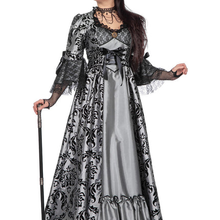Vestido Marquesa Gris Negro Señoras