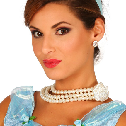 Collar de perlas Flor 25cm