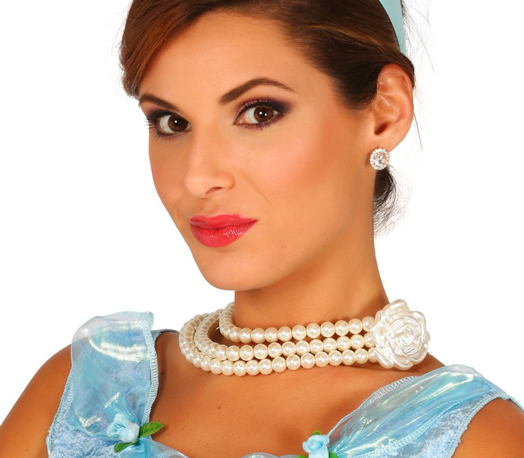Collar de perlas Flor 25cm