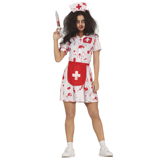 Disfraz de Enfermera de Halloween con Sangre de Mujer
