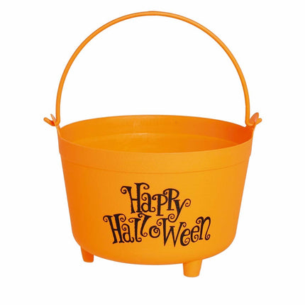 Cubo de caramelos naranja Happy Halloween 30cm