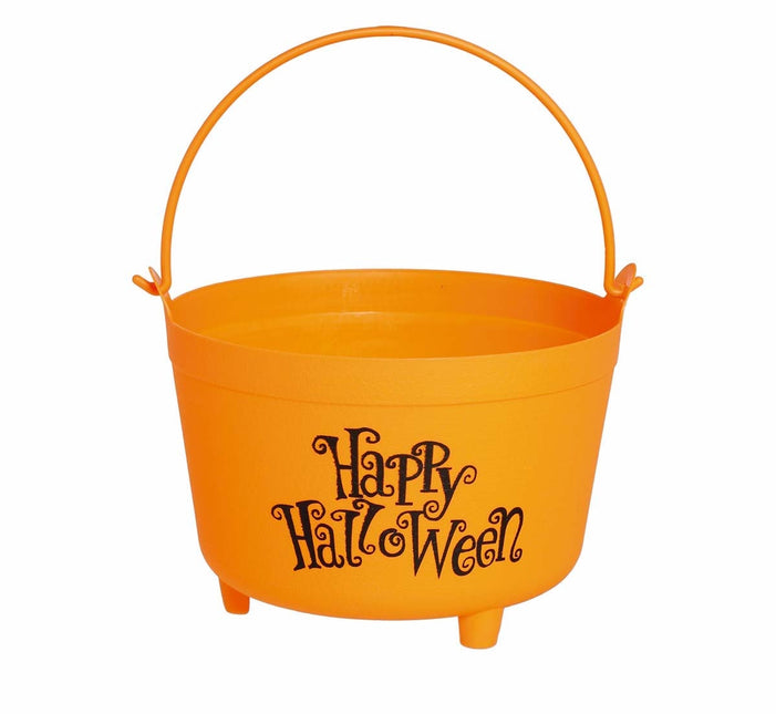 Cubo de caramelos naranja Happy Halloween 30cm