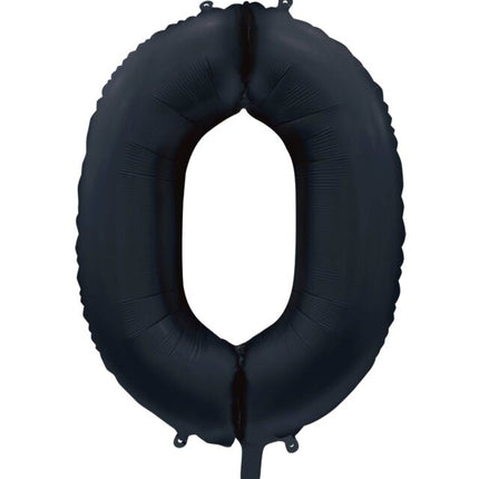 Globo Número Negro 0 Año Brillo 86cm