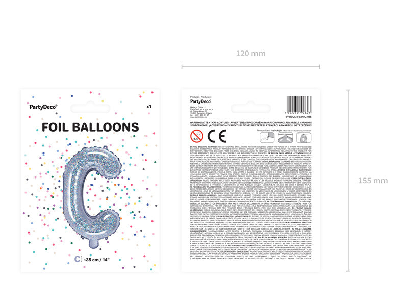 Globo Letra C Holográfico Vacío 35cm