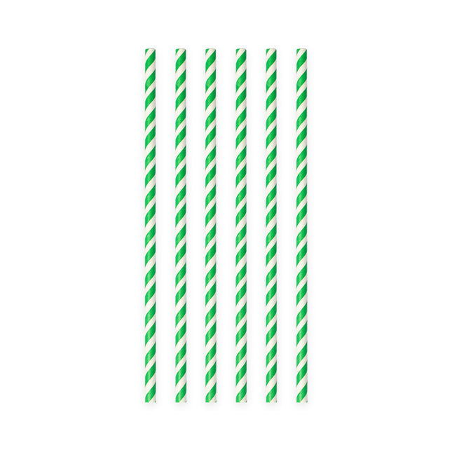 Pajitas de Papel Rayas Verdes 19.7cm 20pcs