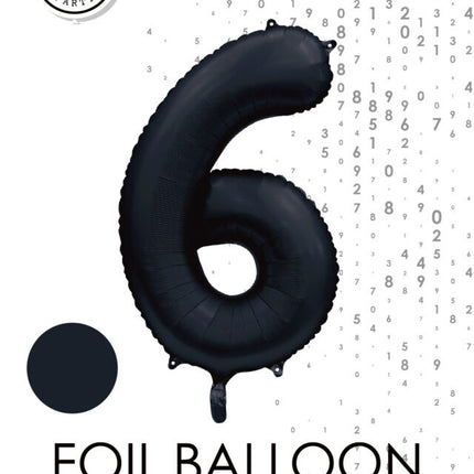 Globo Figura Negro 6 Años Brillo 86cm