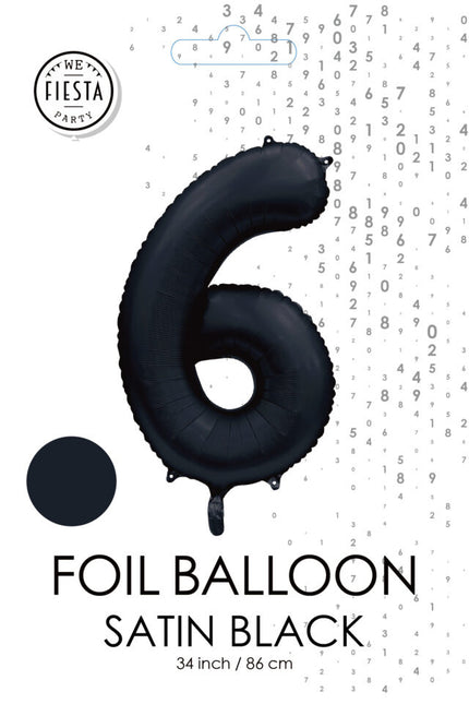 Globo Figura Negro 6 Años Brillo 86cm
