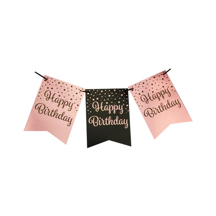 Banner Feliz Cumpleaños Rosa Negro 6m