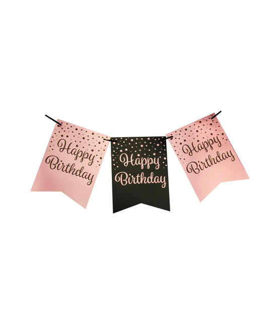 Banner Feliz Cumpleaños Rosa Negro 6m