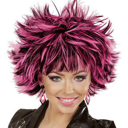 Peluca Rocker Negro Rosa