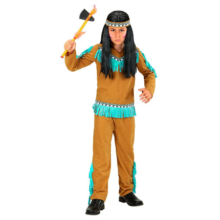 Traje Indio Marrón Azul Niño 3 piezas