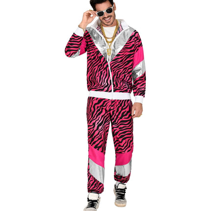 Chándal Neón 80S Estampado Tigre Rosa Falla