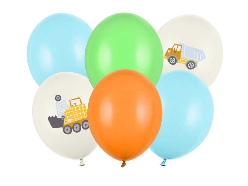 Juego Globos Vehículos Construcción 30cm 6pcs
