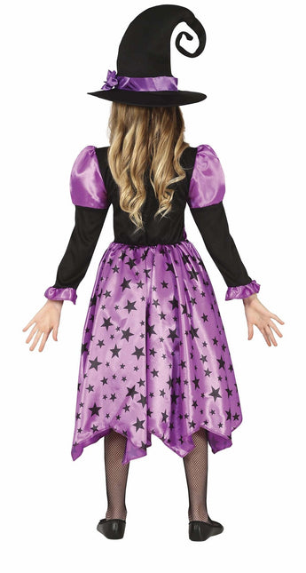Disfraz Bruja Halloween Niña Estrellas Morado