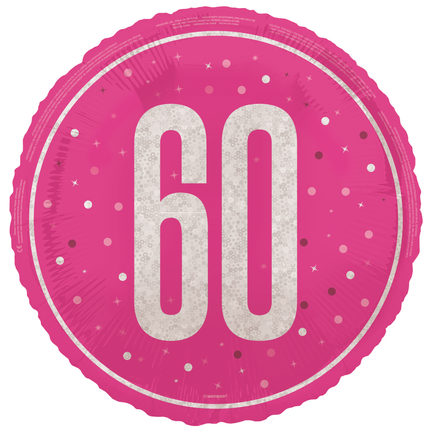 60 Años Globo de Helio Rosa Vacío 45cm