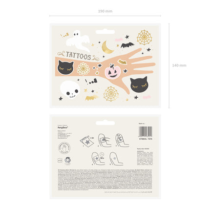 Tatuajes de Halloween Boo 12pcs