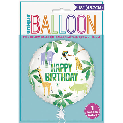 Globo de Helio Feliz Cumpleaños Safari 45cm vacio