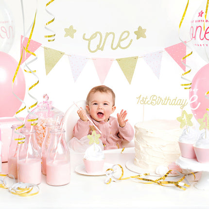 Cake Toppers 1 Año Oro 6pcs