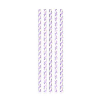 Pajitas Rayas Moradas 19cm 20pcs