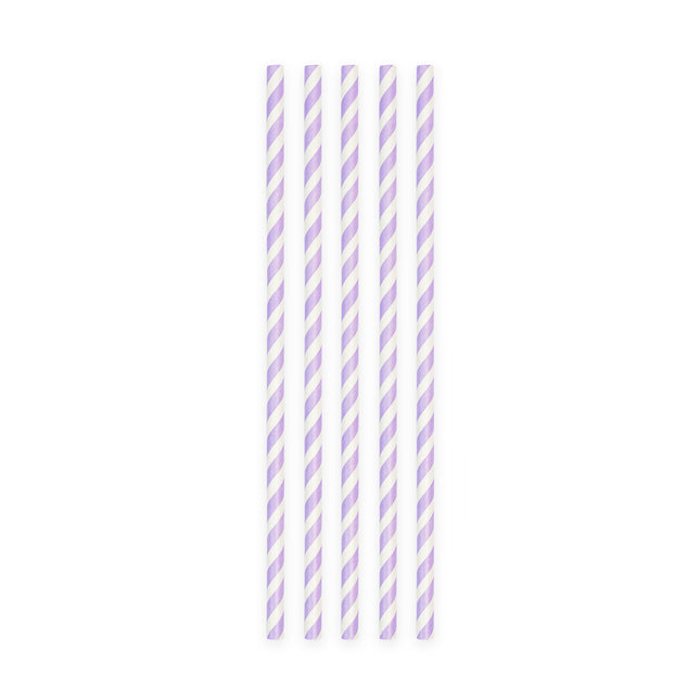Pajitas Rayas Moradas 19cm 20pcs