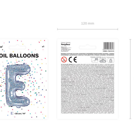 Globo Letra E Holográfico Vacío 35cm