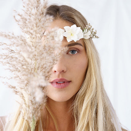 Diadema Flor Lazo Blanco