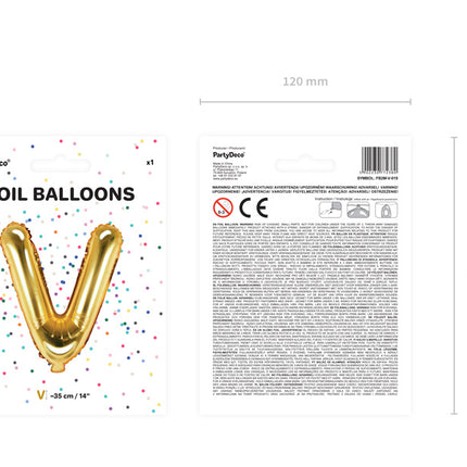 Globo Letra V Oro Vacío 35cm