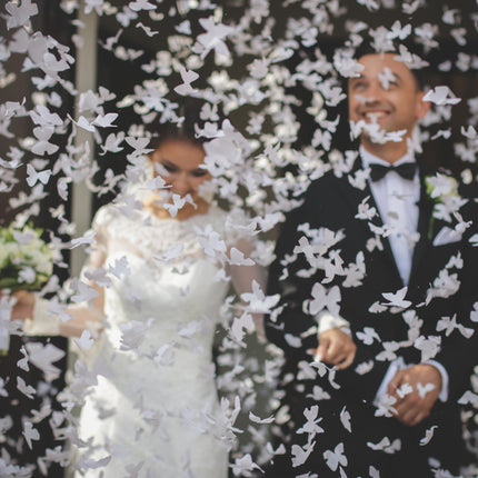 Cañón Confetti Mariposas Blanco 40cm