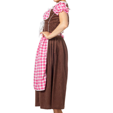 Vestido Dirndl Rosa Oktoberfest Damas Largo
