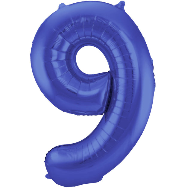 Globo Foil Figura 9 Azul Mate XL 86cm vacío
