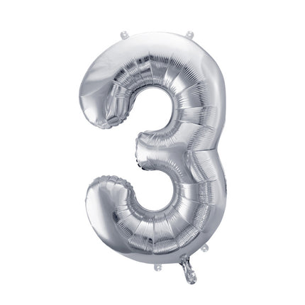 Globo Figura 3 Años Plata Vacío 72cm