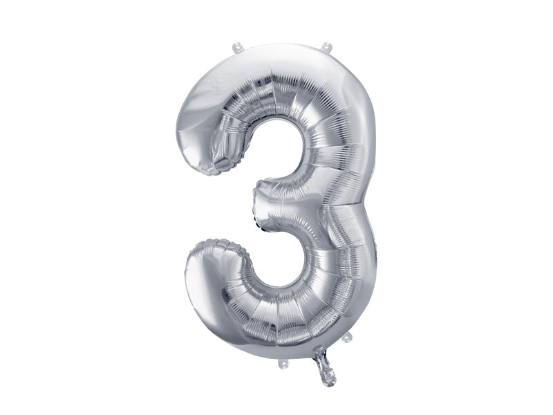 Globo Figura 3 Años Plata Vacío 72cm