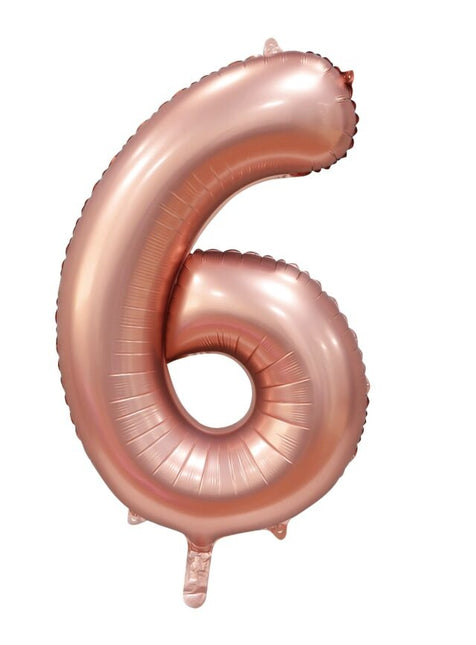 Globo Figura Oro Rosa 6 Años Brillo 86cm