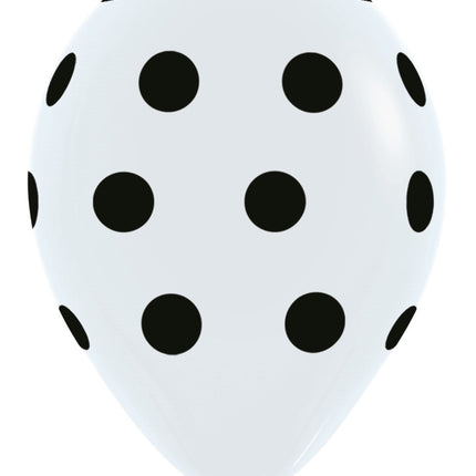 Globos Blanco con Puntos Negros 30cm 25pcs