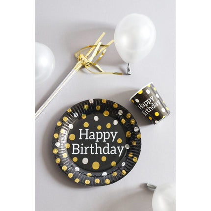 Tazas Feliz Cumpleaños Negro 250ml 8pcs