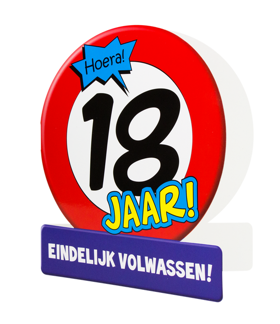 Tarjeta de cumpleaños 18 Años Señal de tráfico 16,5cm