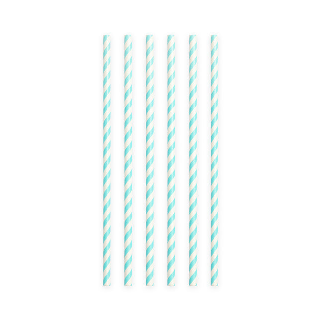 Pajitas de Papel Rayas Azul Bebé 19.7cm 20pcs