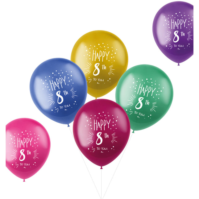 Globos 8 años Happy 8th 33cm 6pcs
