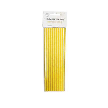 Pajitas de papel doradas 19,7 cm 20 uds.