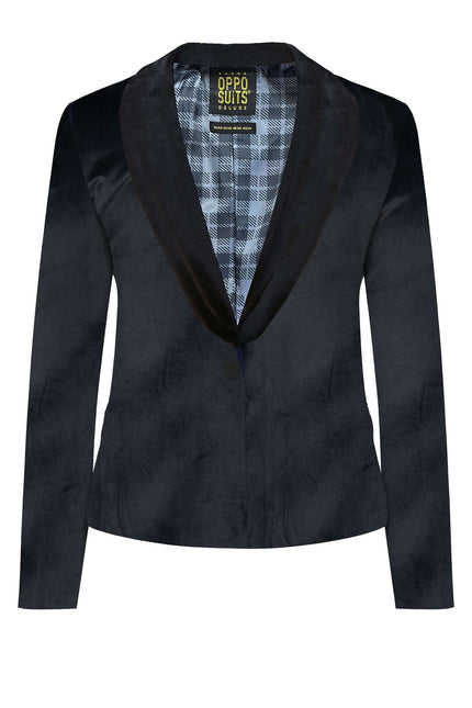 Blazer de terciopelo negro para mujer <tc>OppoSuits</tc>