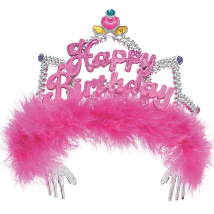 Corona Princesas Feliz Cumpleaños Rosa