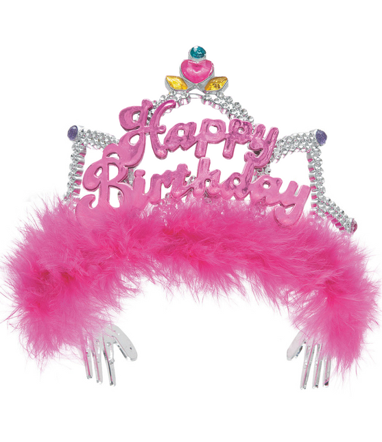 Corona Princesas Feliz Cumpleaños Rosa