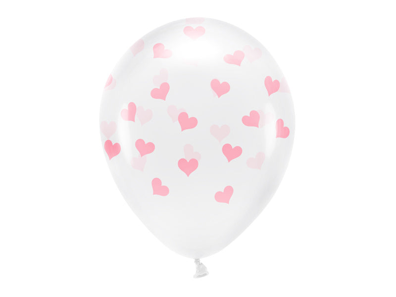 Globos Blancos Corazones Rosa Claro 33cm 6pcs
