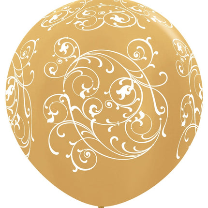 Globos Filigrana Oro Metálico 91cm 2pcs
