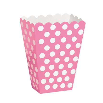 Cuencos rosas para palomitas Lunares blancos 13.7cm 8pcs