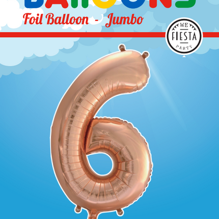 Globo Foil Figura 6 Oro Rosa XL 86cm vacío