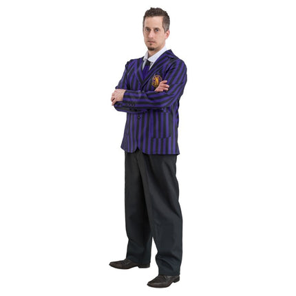 Disfraz Miércoles Uniforme Escolar Negro/Morado Hombre