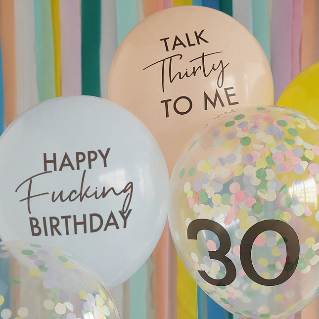 Set Globos de Colores 30 Años 30cm 8pcs