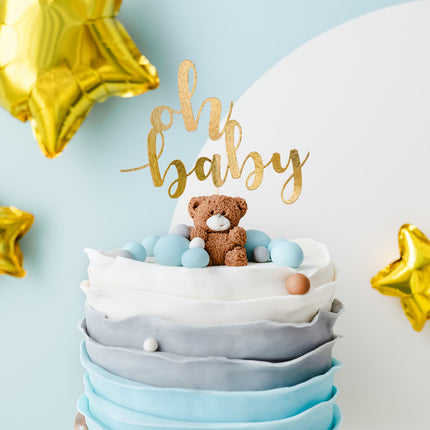 Gold Cake topper Oh Baby 25cm