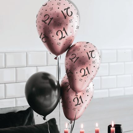 Globos 25 Años Rosa Negra 30cm 8pcs